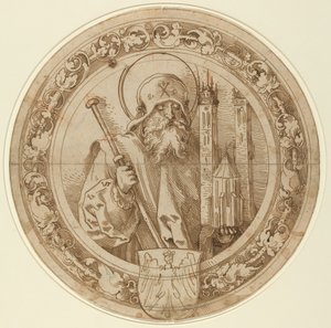 Saint Sebald bär modellen av sin kyrka i Nürnberg av Sebald Beham