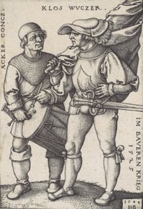 Fanbärare och trummis, 1544. av Sebald Beham