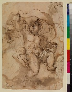 Putto på ett moln (recto) av Sebastian (attr.to) Munoz