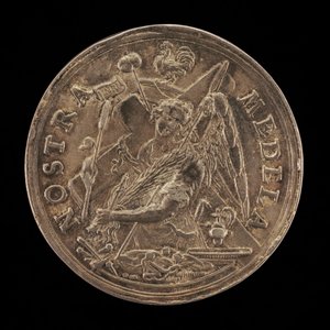 Ängel med passionens instrument [omvänd], 1631. av Sebastian Dadler