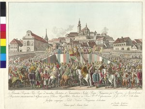 Kröning av kejsar Frans II till kung av Ungern i Budapest den 6 juni 1792 (kopparstick) av Sebastian Mansfeld