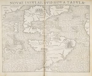 Karta över Nordamerika, New Islands, 17 nya kartor, Sebastian Munster av Sebastian Munster