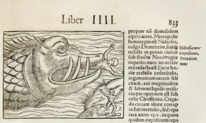 Monstruös val som slukar människor, från 1550 års upplaga av 