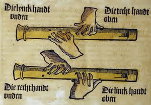 Blockflöjtsduo (ur Musica gotutscht av Sebastianus Virdung) av Virdung, Sebastian (1465-1511) av Sebastian Virdung