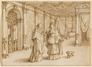 Anna och Dido samtalar om Aeneas av Sebastian Vrancx