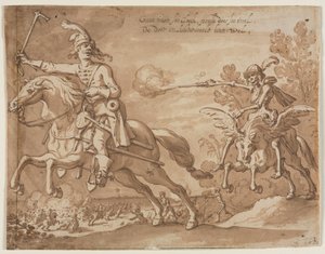Döden på hästryggen jagar en flygande riddare, 1631. av Sebastian Vrancx