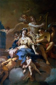Glory of St Cecilia med musikaliska änglar, ca 1720 (olja på duk) av Sebastiano Galeotti