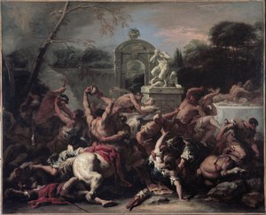 Lapiths and the Centaurs - Kamp mellan Lapiths och Kentaurerna. Målning av Sebastiano Ricci av Sebastiano Ricci