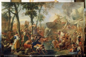 Moses drar vatten från klippan av Sebastiano Ricci