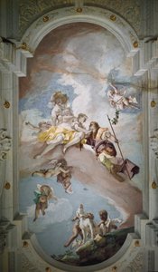Venus och Adonis - Venus och Adonis. Fresk av Sebastiano Ricci (1659-1734), cirka 1707-1708. Florens, Palazzo Pitti. av Sebastiano Ricci