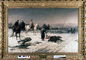 Garibaldi i Dijon på ett slagfält, målning av S. De Albertis. 1877. Risorgimentos museum. Milano