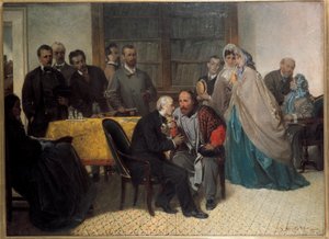 Den italienske patrioten Giuseppe Garibaldi träffar den italienske författaren Alessandro Manzoni (olja på duk).