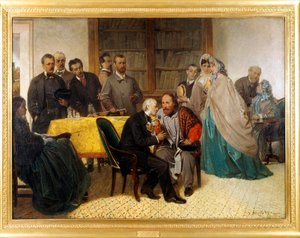 Mötet mellan Giuseppe Garibaldi (1807-1882) och Alessandro Manzoni (1785-1873)