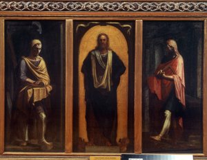 Kristus med två heliga. Målning av Sebastiano del Piombo (1485-1547). Olja på duk. Venetiansk konst, renässans. Regionala konstgalleriet, Tambov av Sebastiano del (c.1485 1547) Piombo