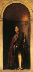 Saint Louis of Toulouse, dekoration från orgeldörr, ca 1509, av Sebastiano del Piombo (ca 1485-1547), olja på duk, 293x137 cm, San Bartolomeo-kyrkan, Venedig, Italien av Sebastiano del (c.1485 1547) Piombo
