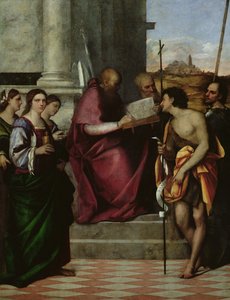 St. John Chrysostomos med SS. Paul, Liberalis, Johannes Döparen, Cecilia, Katarina och Maria Magdalena, 1509 (se även 156221)