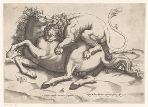 Häst attackerad av ett lejon av Sebastiano di Re