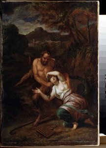 ""Pan et la nymphe Syrinx"" (Pan and Nymph Syrinx) Målning av Sebastien Bourdon (1616-1671) 1600-talets statliga friluftsmuseum Palace Gatchina, Sankt Petersburg av Sébastien Bourdon