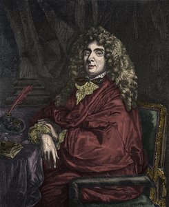 Porträtt av Jean-Baptiste Poquelin dit Moliere (Jean Baptiste Poquelin av Sébastien Bourdon