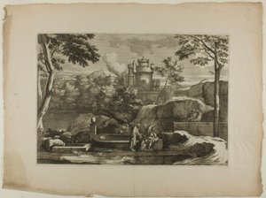 Utsikt över en stad (Kristus med den barmhärtige samariten vid brunnen) av Sébastien Bourdon