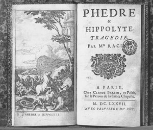 Titelsidan för "Phedre" av Jean Racine (1639-99) 1677