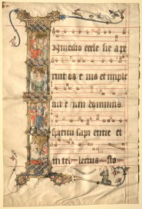 Leaf from the Wettinger Gradual: Historiated Initial I..., c1330. av Second Master of the Wettinger Gradual
