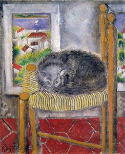 Katt på en russtol (olja på duk) av Sei Koyanagui