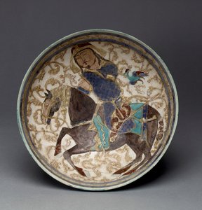 Skål med prins till häst från Iran (dekorerad stenpasta) av Seljuq Dynasty Seljuq Dynasty