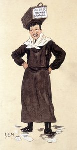 Säljare av ostron från butiken Prunier. Kromolitografi signerad SEM (1863 - 1934).