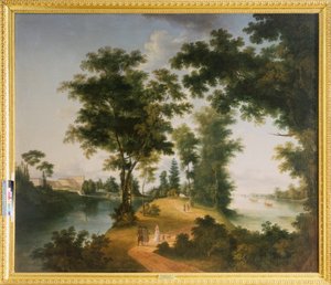Den stora ön Gatchina (Sankt Petersburg). Målning av Semyon Fyodorovich Shchedrin (Semion Shchedrin) (1745-1804), olja på duk, cirka 1790. Rysk konst