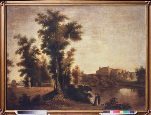 Landskap nära Sankt Petersburg. Målning av Semyon Fyodorovich Shchedrin (Semion Shchedrin) (1745-1804), olja på duk