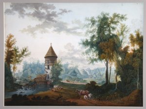Mill and Pil Tower i Pavlovsk park, före 1797 av Semyon Fyodorovich Shchedrin