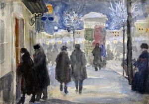 ""Utsikt över en gata i Moskva, Ryssland"" (Moskvagatan) Akvarell av Sergei Vinogradov (1869-1938) - 1922 - Privat samling av Sergei Arsenevich Vinogradov