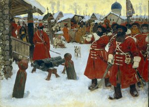 Streltsy-truppen (strelets) - Målning av Sergei Vasilyevich Ivanov (1864-1910), olja på duk