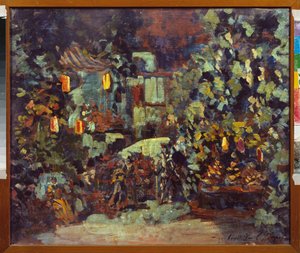 Förberedande dekor för operan Don Quichotte av Jules Massenet (1842-1912) - Scenografi för operan Don Quijote av Jules Massenet - Målning av Sergei Ivanovich Petrov (1881-1936), olja på duk - Rysk scenografisk konst - State Central M Glinka Mu av Sergei Ivanovich Petrov