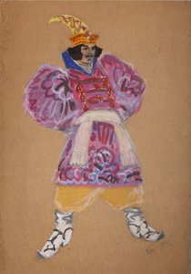 Kostymdesign för operan The golden cockerel av N. Rimsky-Korsakov av Sergei Vasilievich Malyutin