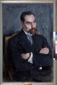 Porträtt av poeten Valeri Iakovlevitch Brioussov (1873-1924) (Porträtt av poeten Valery Bryusov). Oeuvre Sergei Vasilyevich Malyutin (Serguei Malioutine) (1859-1937), pastell sur papier