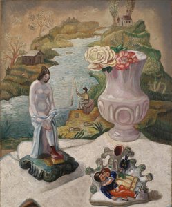 Porslinsfigurer och blommor