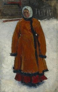 Flickan i den röda pälsrocken, 1903-1906 av Sergej Vasilevic Ivanov