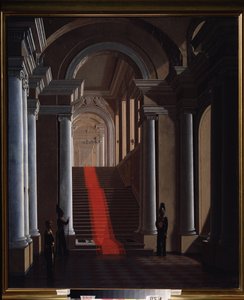 Trappan till Anichkovpalatset i Sankt Petersburg. Målning av Sergey (Sergei, Serguei) Konstantinovich Zaryanko (Zarianko) (1818-1870), olja på duk av Sergey Konstantinovich Zaryanko