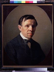 Porträtt av konstnären Sergey (Sergei, Serguei) Konstantinovich Zaryanko (Zarianko) (1818-1870) (Porträtt av konstnären Sergey K. Zaryanko) Målning av Alexei Mikhailovich Kolesov (1834-1902), olja på duk. Rysk konst, porträtt 1800-talet. Staten Tretjakov