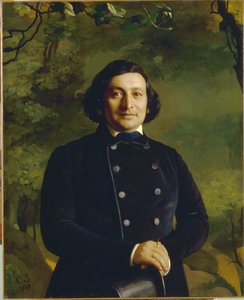 Porträtt av operasångaren Osip Afanasievich Petrov (1806-1878). Målning av Sergey (Sergei, Sergei) Konstantinovich Zaryanko (Zarianko) (1818-1870), olja på duk
