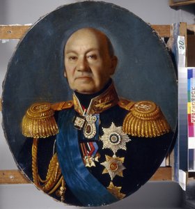 Porträtt av comte Arseny Andreyevich Zakrevsky (Arseni Andreyevich Zakrevski) (1783-1865). Peinture de Sergey (Sergei, Serguei) Konstantinovich Zaryanko (Zarianko) (1818-1870), huile sur toile, apres 1848. Art russe 19e siecle, classicism. State v. Suriko