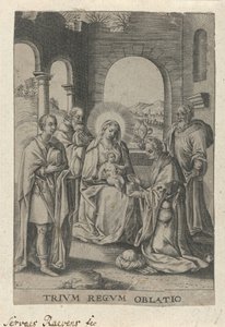 Aanbidding der Koningen The Offer of the Three Kings (titel på objekt) av Servatius Raeven