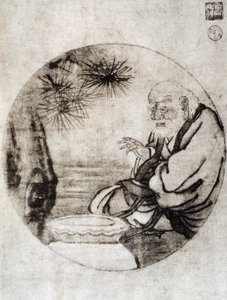 Porträtt av Lao-Tzu, kinesisk filosof från 600-talet f.Kr., teckning av Sesshu Toyo (1420-1506), japansk civilisation, Muromachi-perioden