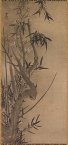 Bambu och plommon, 1500-tal. av Sesson Shkei