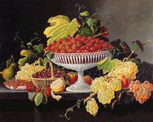 Stilleben med jordgubbar (olja på duk) av Severin Roesen