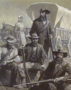 Boer-soldater och vagn.