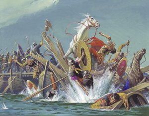 Maxentius död i slaget vid Milvianbron av Severino Baraldi