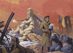 General Georgi Zhukov, under den slutliga attacken mot Berlin av Severino Baraldi